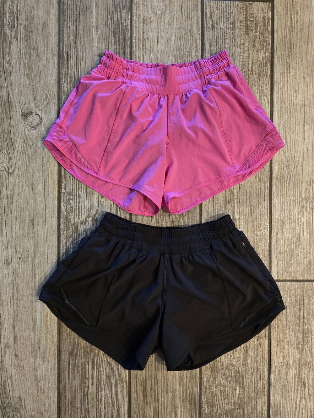 2 Lululemon Hotty Hot Shorts - Pink & Black, Hi-rise, Long Length 4", Size 4